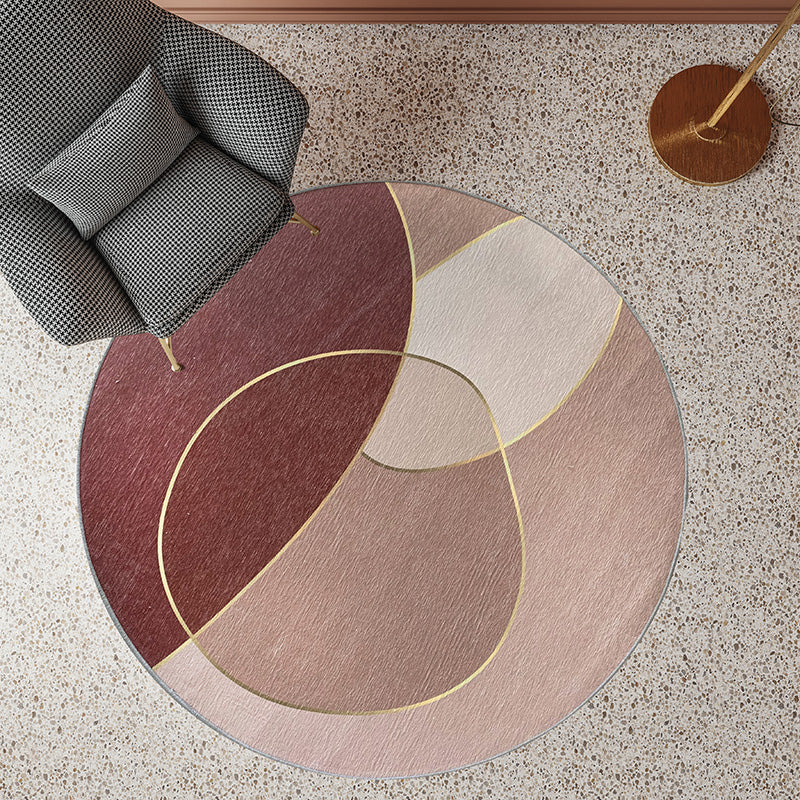 Sikunuo | Unique Living Room Rug Multicolored Color Block Area Rug Synthetic Non-Slip Washable Rug