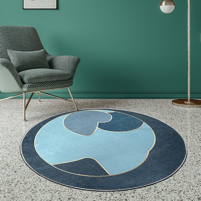Sikunuo | Unique Living Room Rug Multicolored Color Block Area Rug Synthetic Non-Slip Washable Rug