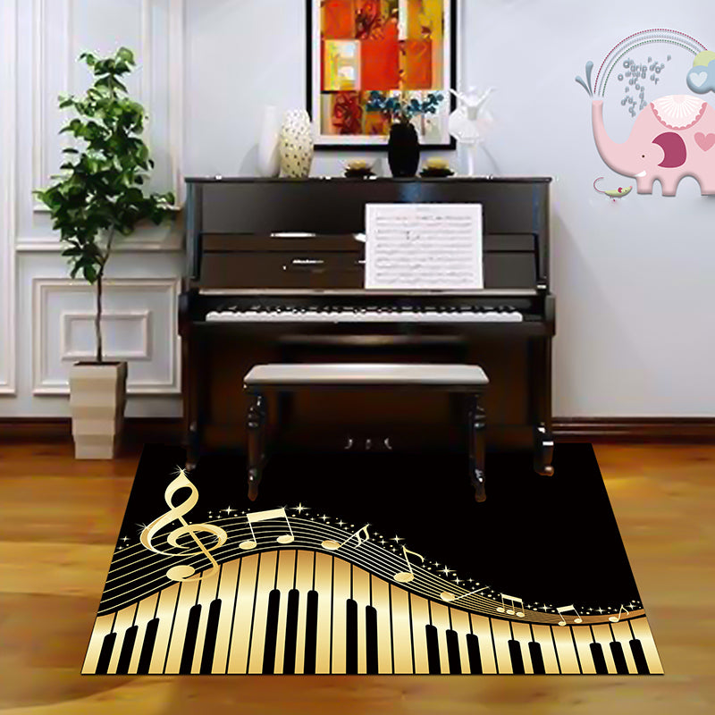 Sikunuo | Multicolor bedroom rug funky music printed area rug polyester non-slip backing pet-friendly rug