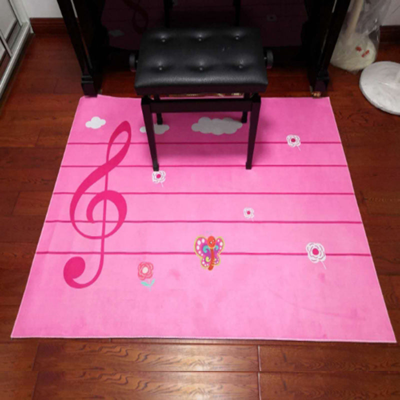 Sikunuo | Multicolor bedroom rug funky music printed area rug polyester non-slip backing pet-friendly rug