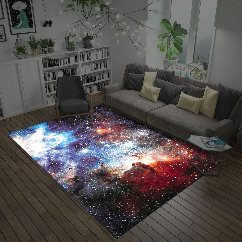 Sikunuo | Multicolored novelty rug polyester room pattern area rug with non-slip backing machine washable rug for the bedroom