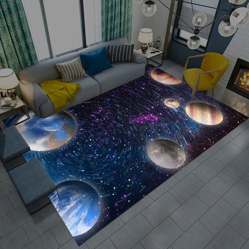 Sikunuo | Casual Living Room Wallpaper Multicolor Area Print Rug Polypropylene Non-Slip Back Indoor Rug