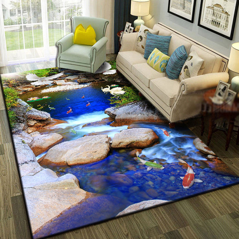 Sikunuo | Relaxing Living Room Multicolored Animal Pattern Carpet Synthetic Pet Friendly Washable Carpet