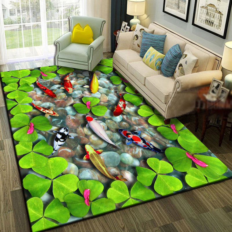 Sikunuo | Relaxing Living Room Multicolored Animal Pattern Carpet Synthetic Pet Friendly Washable Carpet