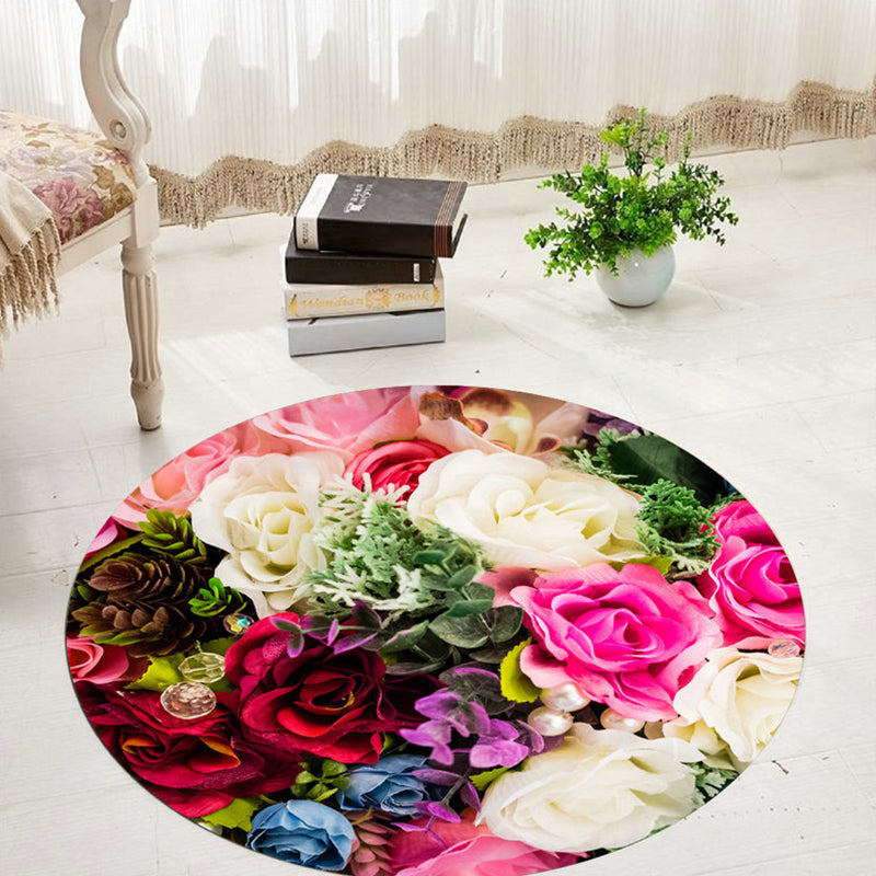Sikunuo | Comfort 3D Plant Pattern Rug Multicolored Polypropylene Area Rug Easy Care Machine Washable Rug for Room