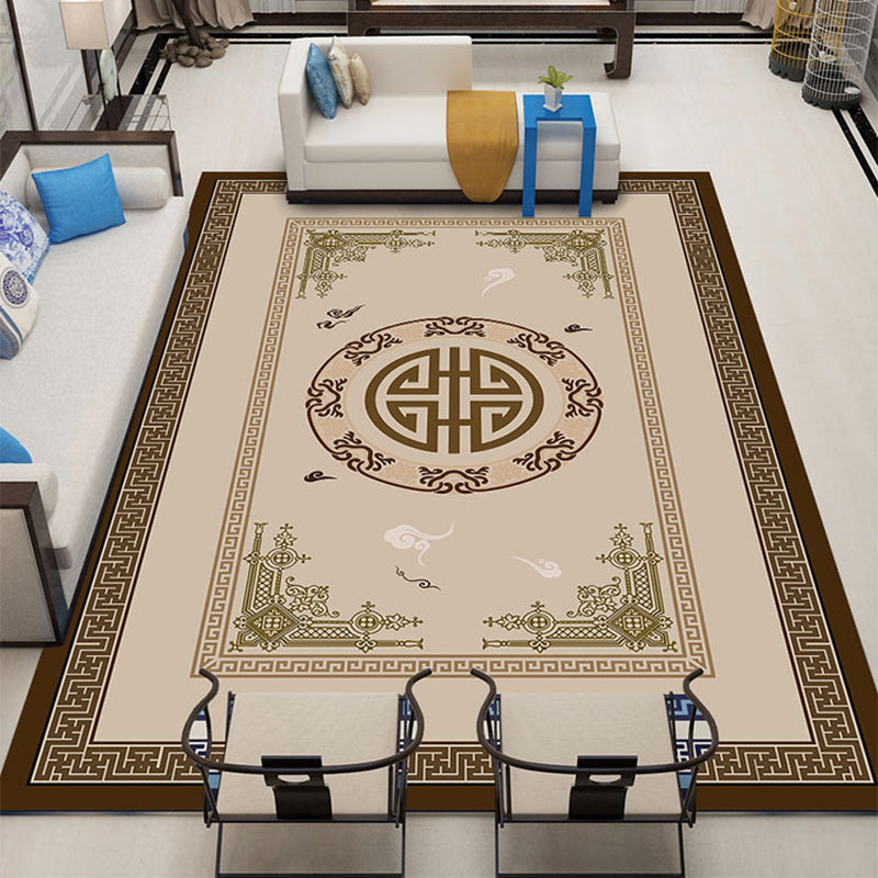 Sikunuo | Classic Zen Print Rug Multicolor Chinese Rug Polypropylene Non-Slip Backing Pet-Friendly Stain-Resistant Rug for Home