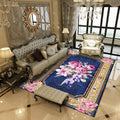 Sikunuo | Multicolored living room rug Chinoiserie flower rug polypropylene machine washable stain resistant non-slip back rug