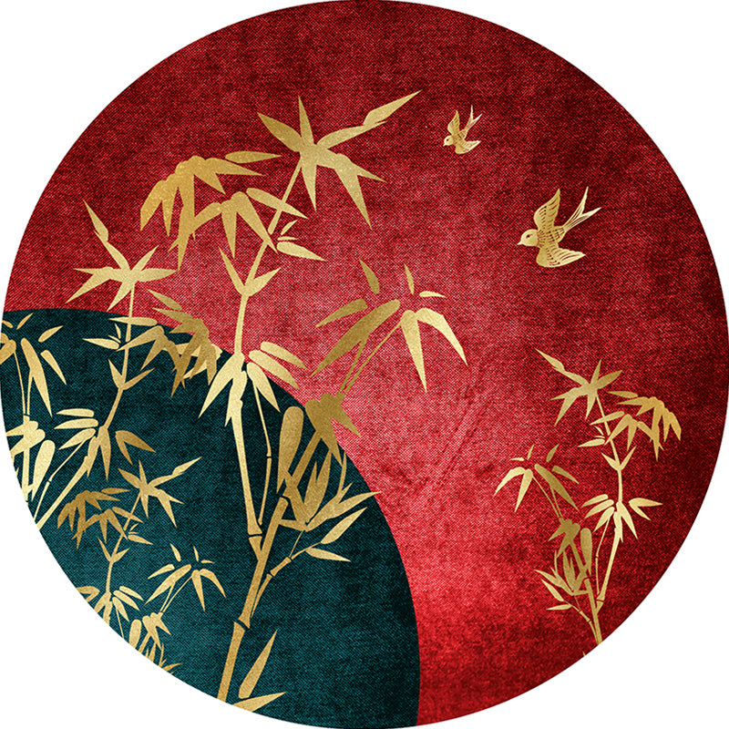 Sikunuo | Classy Multi Color Asia Carpet Polyester Botanics Rug Stain Resistant Non-slip Back Machine Washable Carpet for Living Room