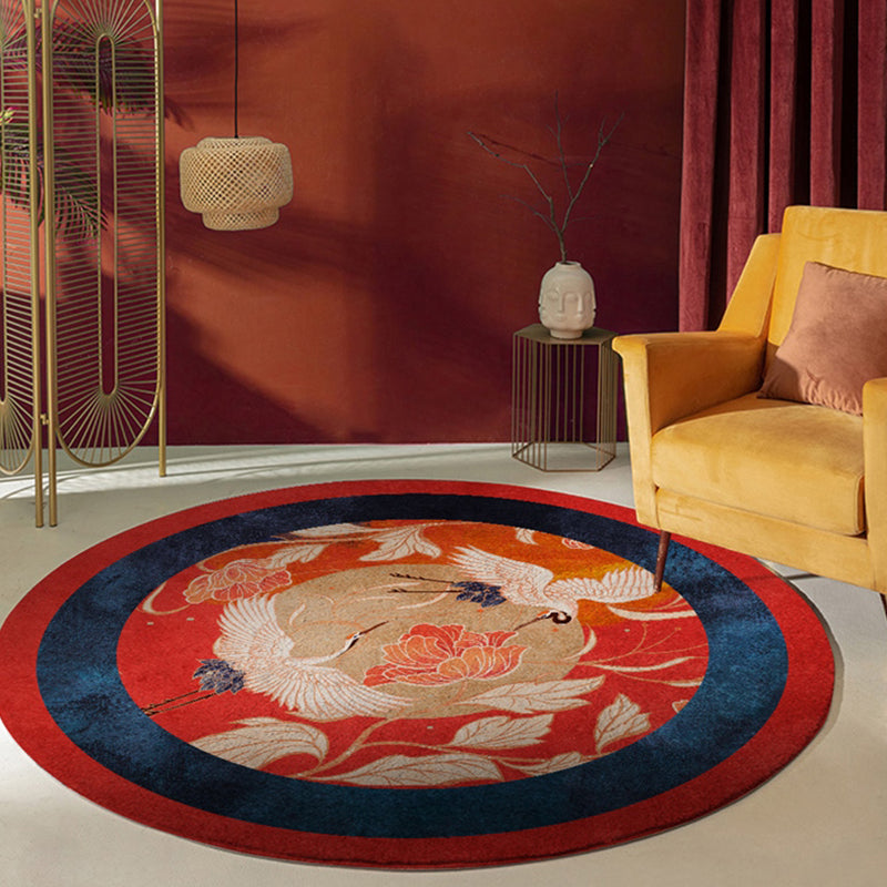Sikunuo | Enchanting Multicolor Floral Print Carpet Polyester Asian Carpet Non-slip Pet-friendly Stain-resistant Carpet for Home