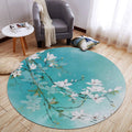 Sikunuo | Oriental Living Room Rug Multicolored Plant Painting Rug Polyester Washable Pet Friendly Non-Slip Rug