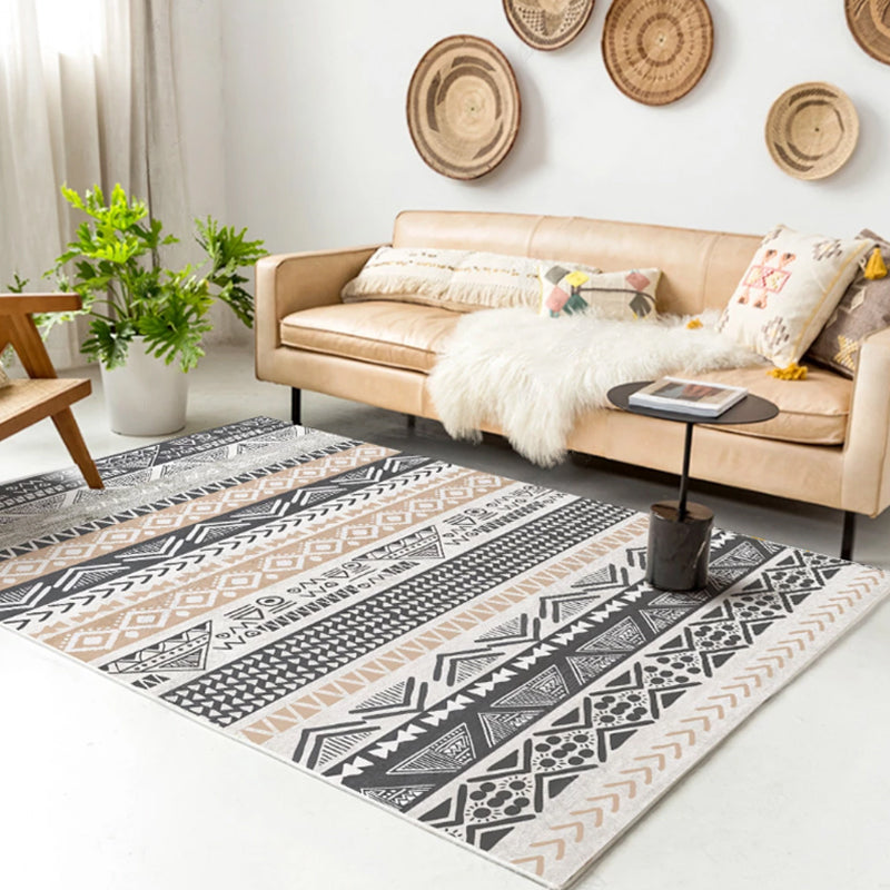 Sikunuo | Native American Line Print Rug Multicolor Polypropylene Rug Pet Friendly Non-Slip Back Machine Washable Rug for Living Room