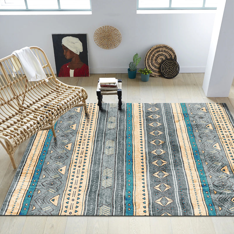 Sikunuo | Southwest Tribal Print Rug Multicolor Polypropylene Rug Non-Slip Pet Friendly Washable Rug for the Living Room