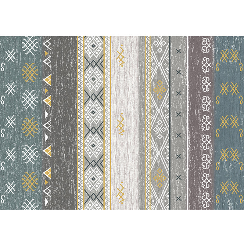 Sikunuo | Southwest Tribal Print Rug Multicolor Polypropylene Rug Non-Slip Pet Friendly Washable Rug for the Living Room