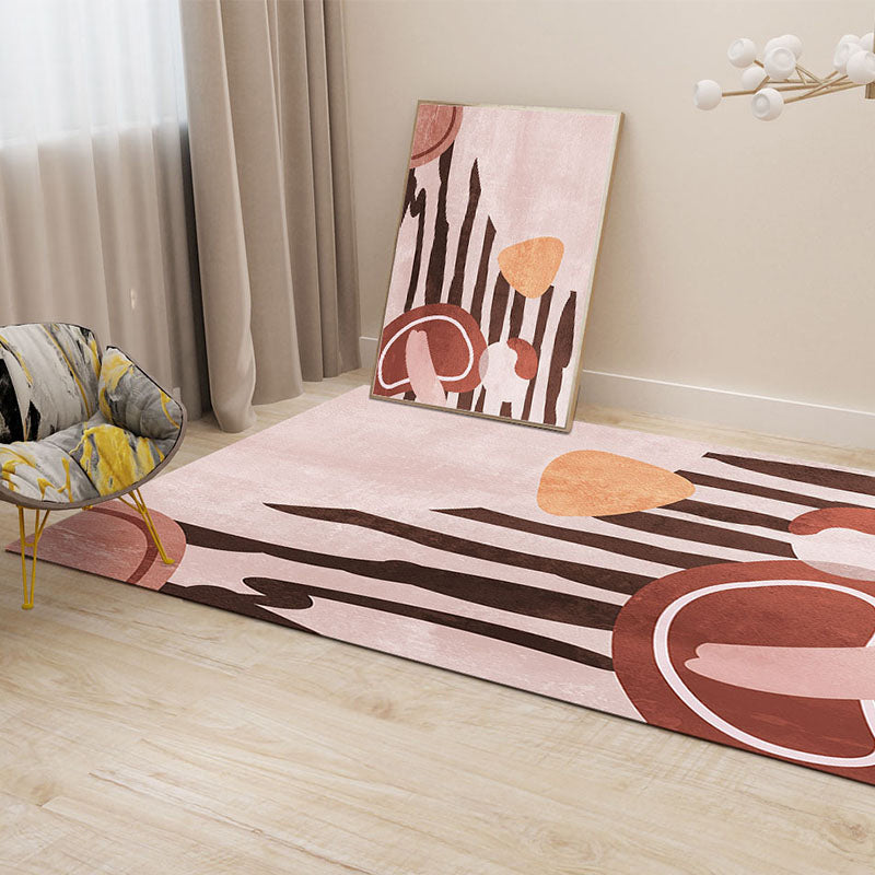 Sikunuo | Creative Geometric Color-Block Carpet Multi Color Nordic Carpet Synthetic Non-Slip Stain-Resistant Machine Washable Carpet for Home