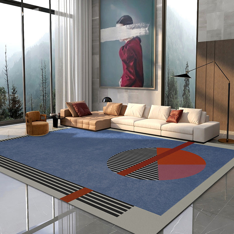 Sikunuo | Multicolor Abstract Art Printed Rug Polypropylene Minimalist Area Rug Machine Washable Non-Slip Back Stain Resistant Rug for Large Space