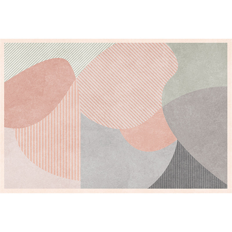 Sikunuo | Modern Geometric Color Block Rug Multicolored Synthetic Area Rug Pet-Friendly Washable Non-Slip Back Rug for Living Room