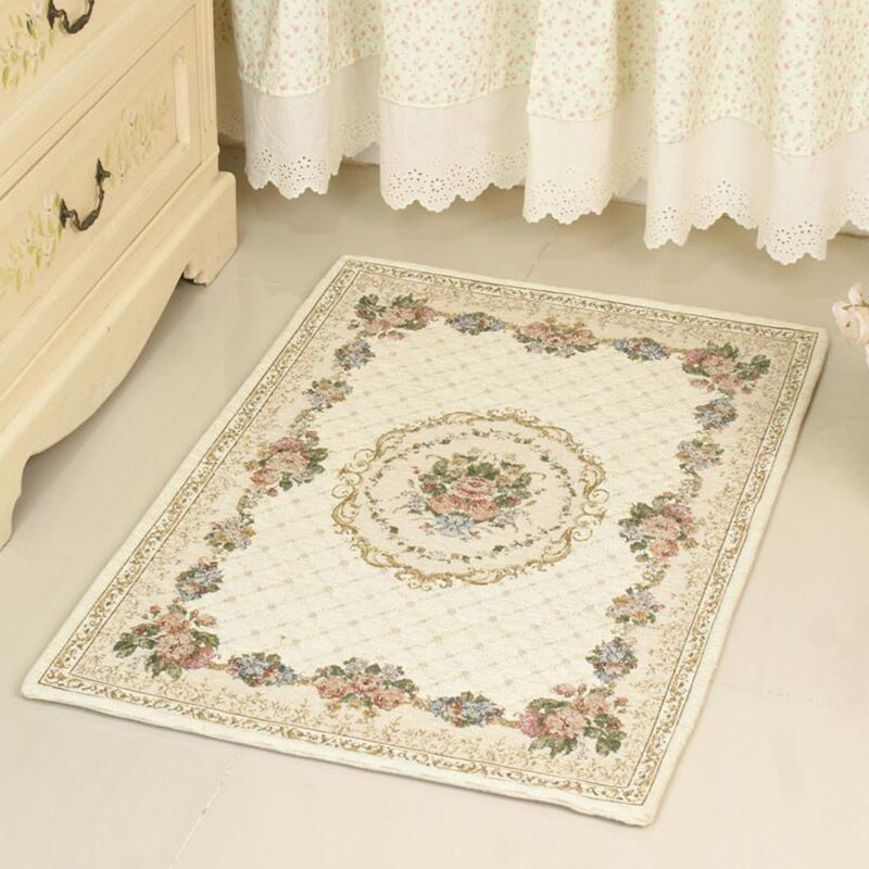 Sikunuo | Simple Bedroom Carpet Colorful Floral Printed Indoor Rug Acrylic Non-Slip Pet-Friendly Rug