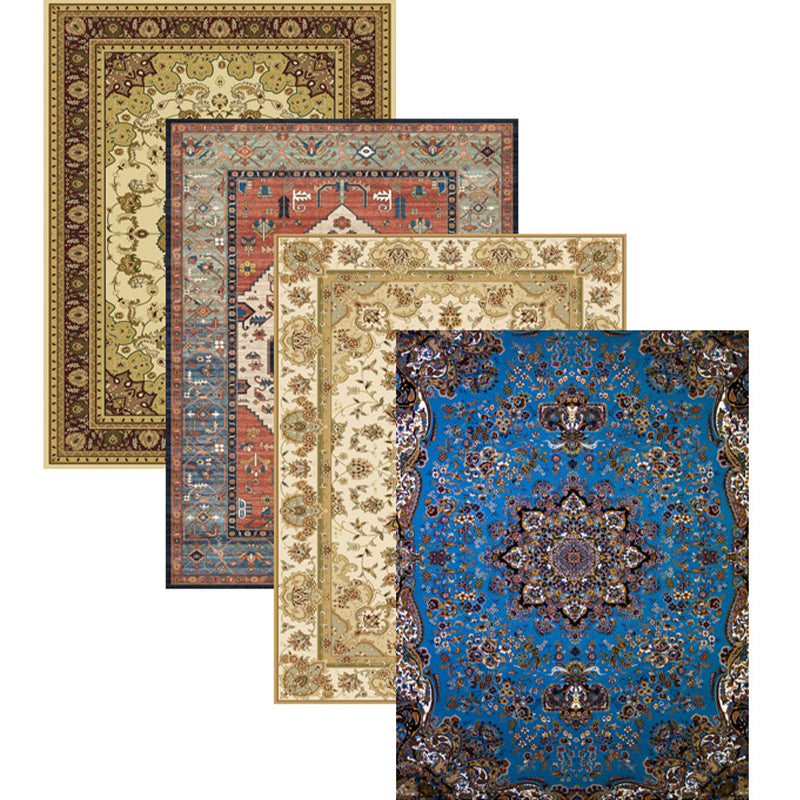 Sikunuo | Multicolored parlor rug Nostalgia floral pattern area rug non-slip backing washable rug