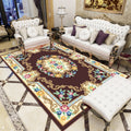 Sikunuo | Multicolored parlor rug Nostalgia floral pattern area rug non-slip backing washable rug