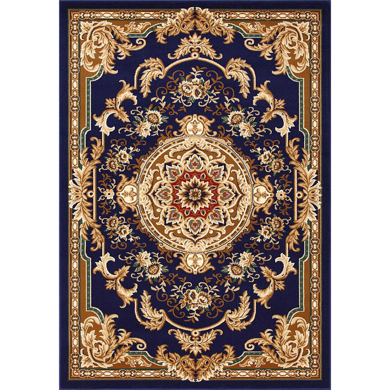 Sikunuo | Olden Floral Printed Carpet Multicolored Synthetic Area Rug Pet Friendly Easy Care Indoor Cover for Living Room