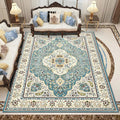 Sikunuo | Retro Living Room Carpet Multicolored Floral Pattern Indoor Carpet Polypropylene Non-Slip Machine Washable Carpet