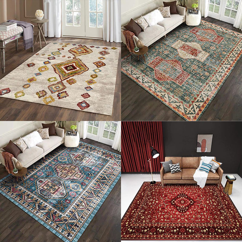 Sikunuo | Casual floral printed rug multicolored polypropylene indoor rug non-slip backing easy to care for rug for bedroom