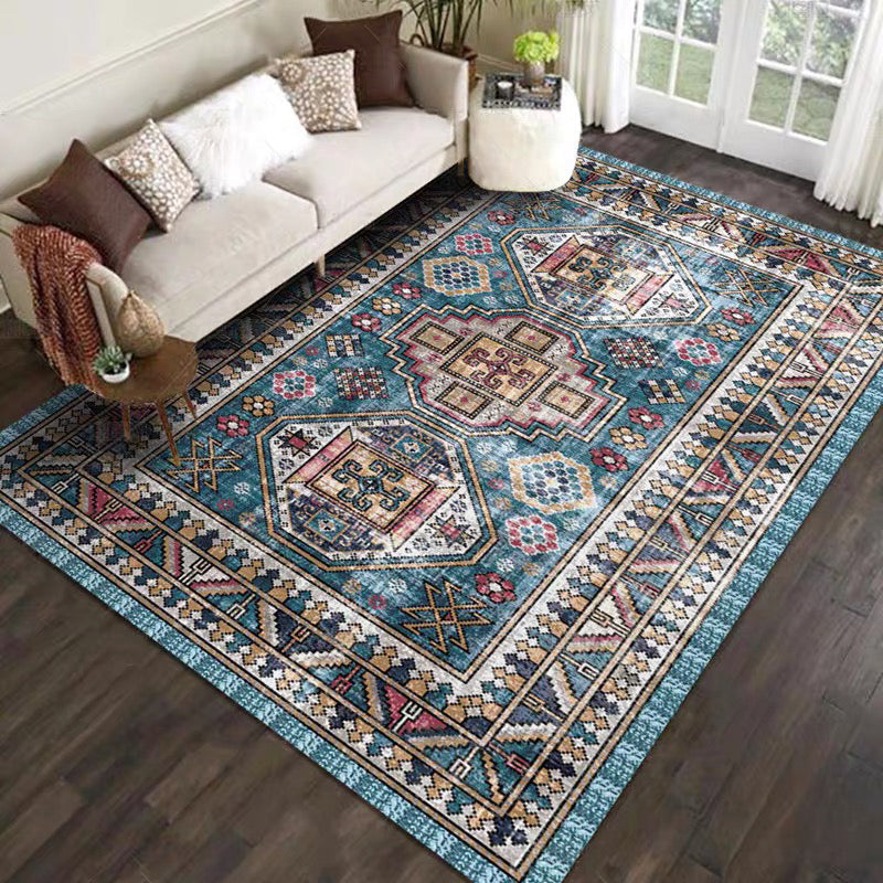 Sikunuo | Casual floral printed rug multicolored polypropylene indoor rug non-slip backing easy to care for rug for bedroom