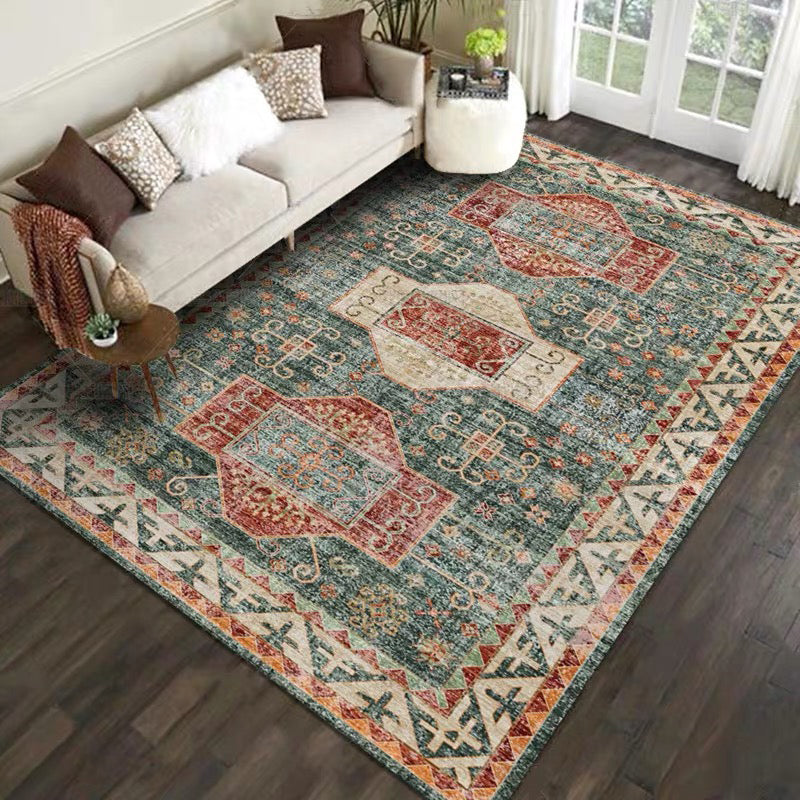 Sikunuo | Casual floral printed rug multicolored polypropylene indoor rug non-slip backing easy to care for rug for bedroom