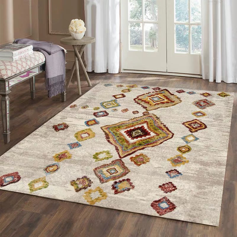 Sikunuo | Casual floral printed rug multicolored polypropylene indoor rug non-slip backing easy to care for rug for bedroom