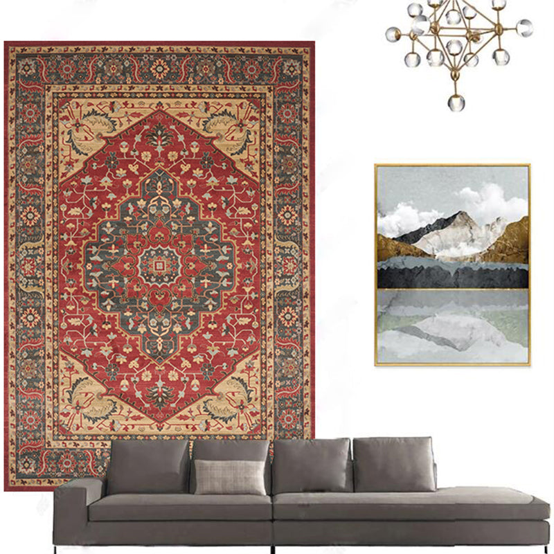 Sikunuo | Casual floral printed rug multicolored polypropylene indoor rug non-slip backing easy to care for rug for bedroom