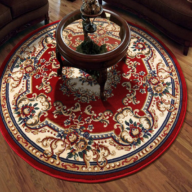 Sikunuo | Olden Flower Printed Rug Multicolored Synthetic Area Rug Pet Friendly Washable Indoor Rug for Bedroom