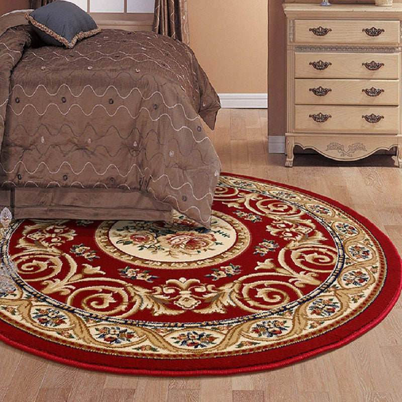 Sikunuo | Olden Flower Printed Rug Multicolored Synthetic Area Rug Pet Friendly Washable Indoor Rug for Bedroom