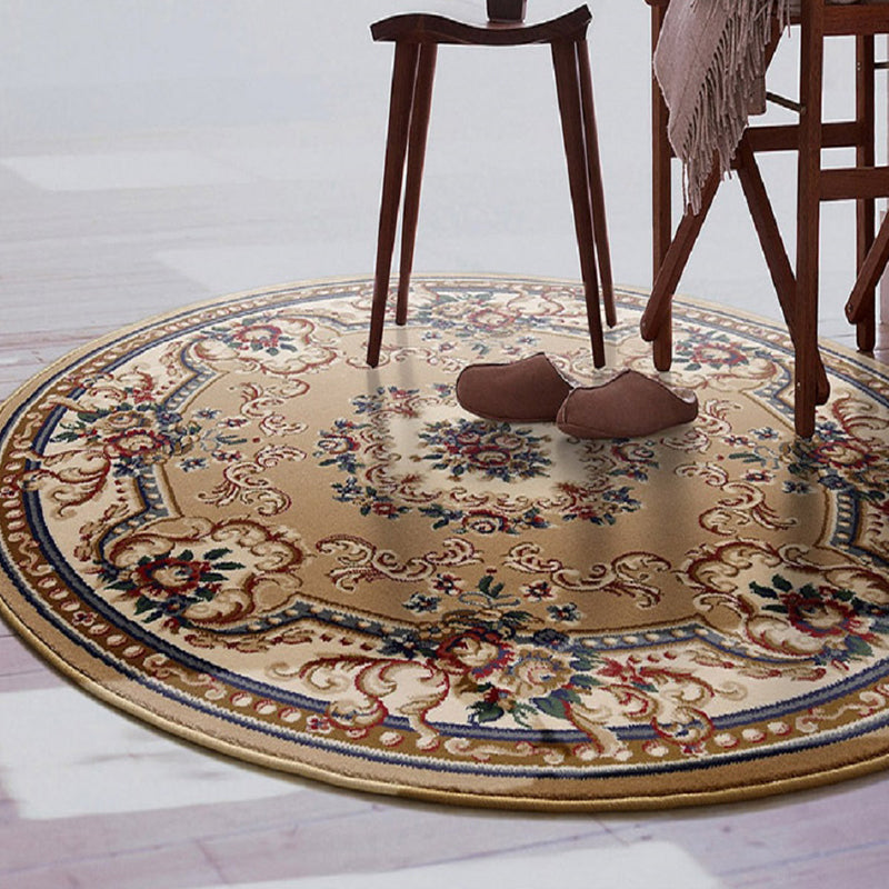Sikunuo | Olden Flower Printed Rug Multicolored Synthetic Area Rug Pet Friendly Washable Indoor Rug for Bedroom