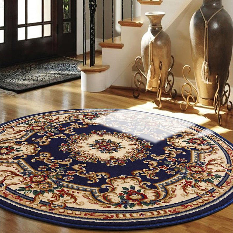 Sikunuo | Olden Flower Printed Rug Multicolored Synthetic Area Rug Pet Friendly Washable Indoor Rug for Bedroom