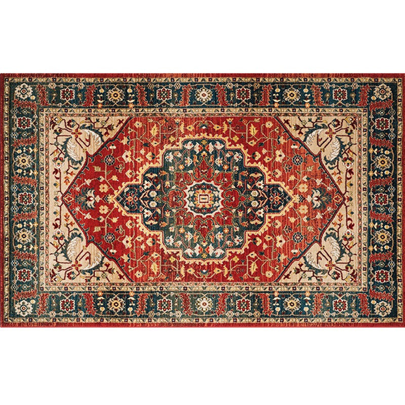 Sikunuo | Retro geometric pattern carpet multicolored synthetic area carpet non-slip pet-friendly washable carpet for room