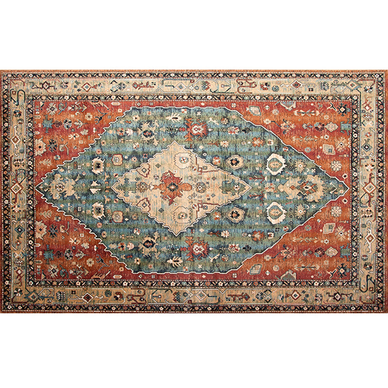 Sikunuo | Retro geometric pattern carpet multicolored synthetic area carpet non-slip pet-friendly washable carpet for room