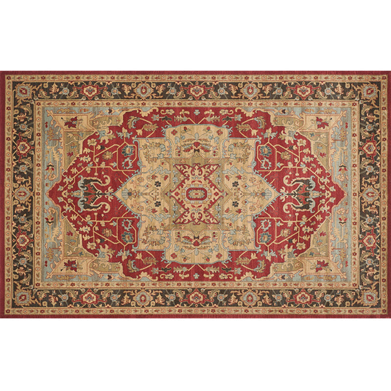 Sikunuo | Retro geometric pattern carpet multicolored synthetic area carpet non-slip pet-friendly washable carpet for room