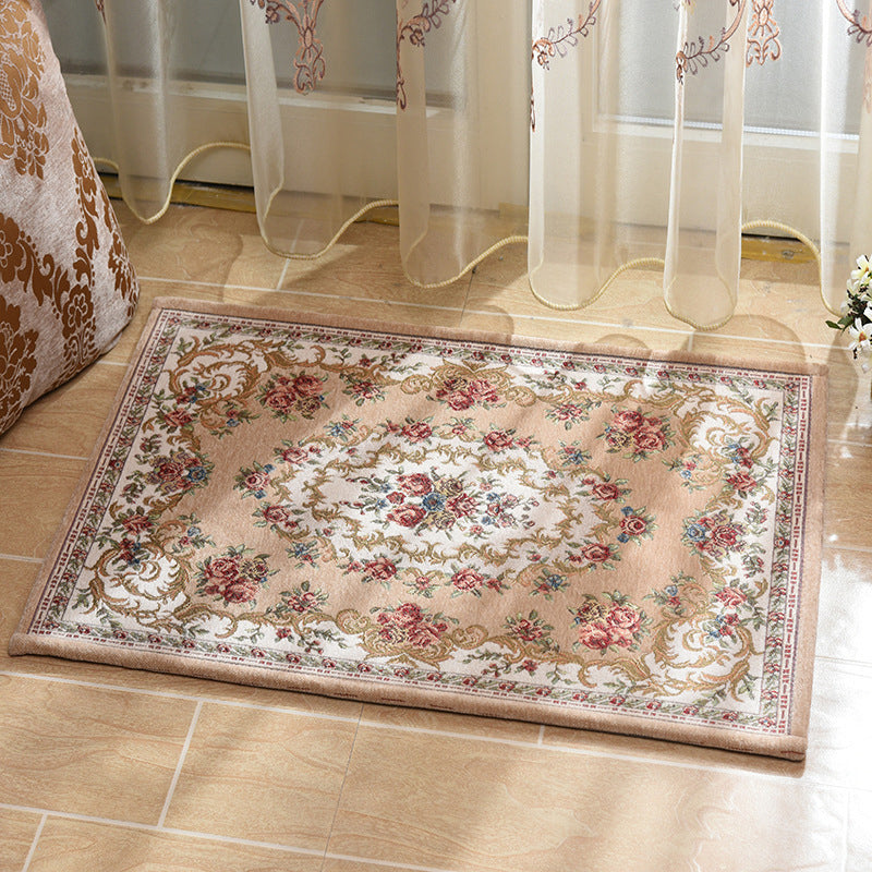 Sikunuo | Multicolored bedroom rug Shabby Chic floral pattern area rug acrylic non-slip backing stain-resistant rug