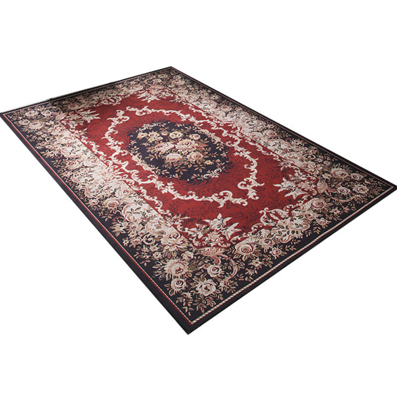 Sikunuo | Classic printed rug with floral pattern multicolored indoor rug non-slip backing pet-friendly rug