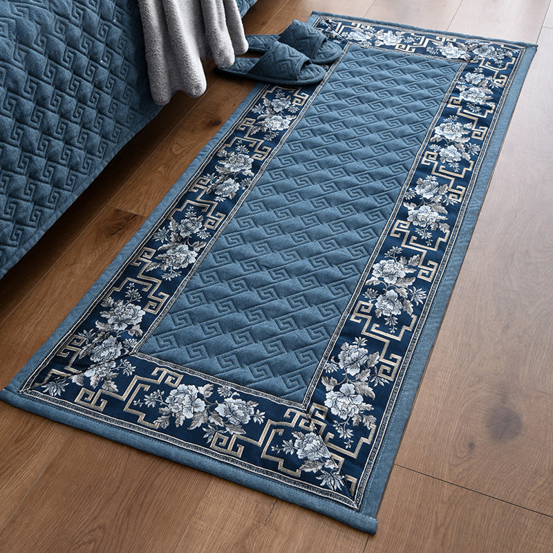 Sikunuo | Multi-colored Asia Rug Polypropylene Flower Print Carpet Non-slip Backing Pet-friendly Carpet for Bedroom