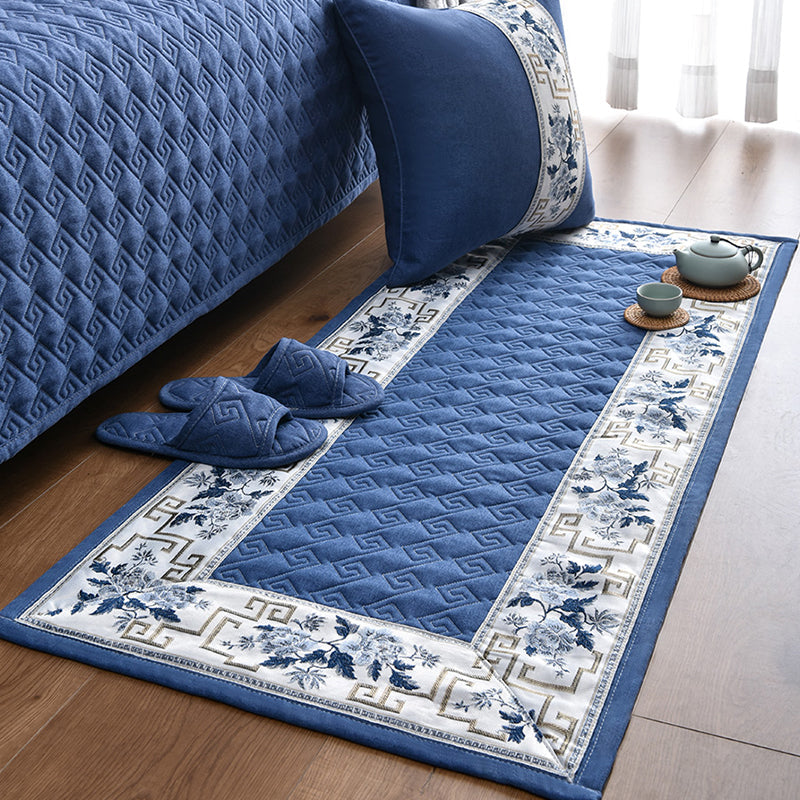Sikunuo | Multi-colored Asia Rug Polypropylene Flower Print Carpet Non-slip Backing Pet-friendly Carpet for Bedroom
