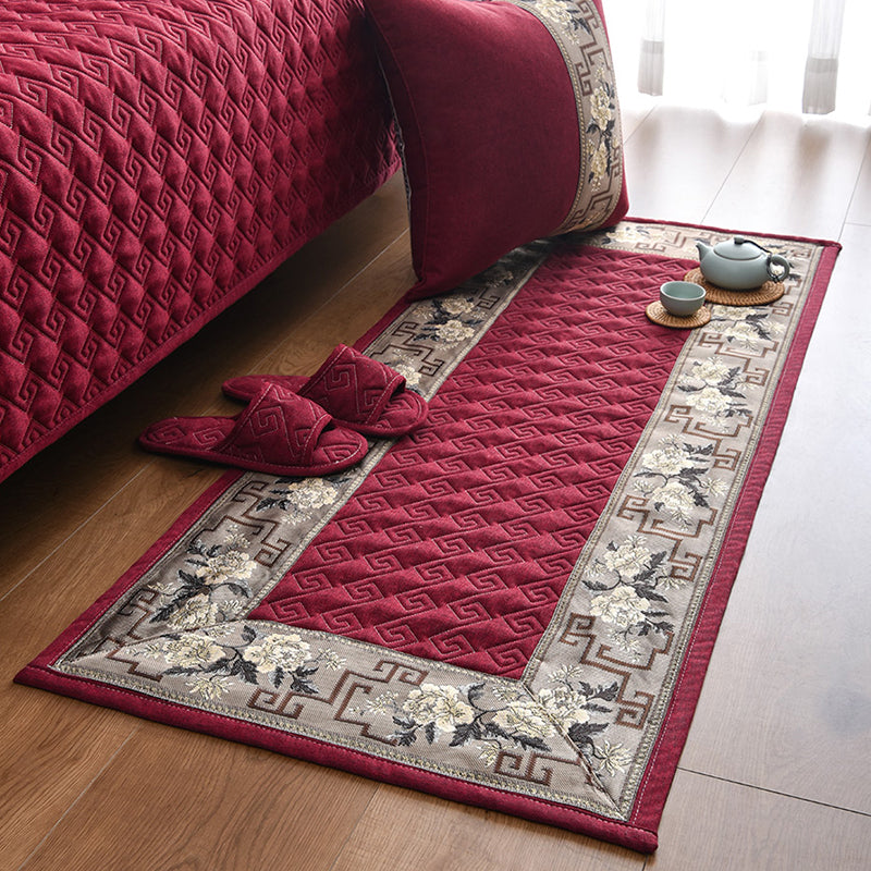 Sikunuo | Multi-colored Asia Rug Polypropylene Flower Print Carpet Non-slip Backing Pet-friendly Carpet for Bedroom