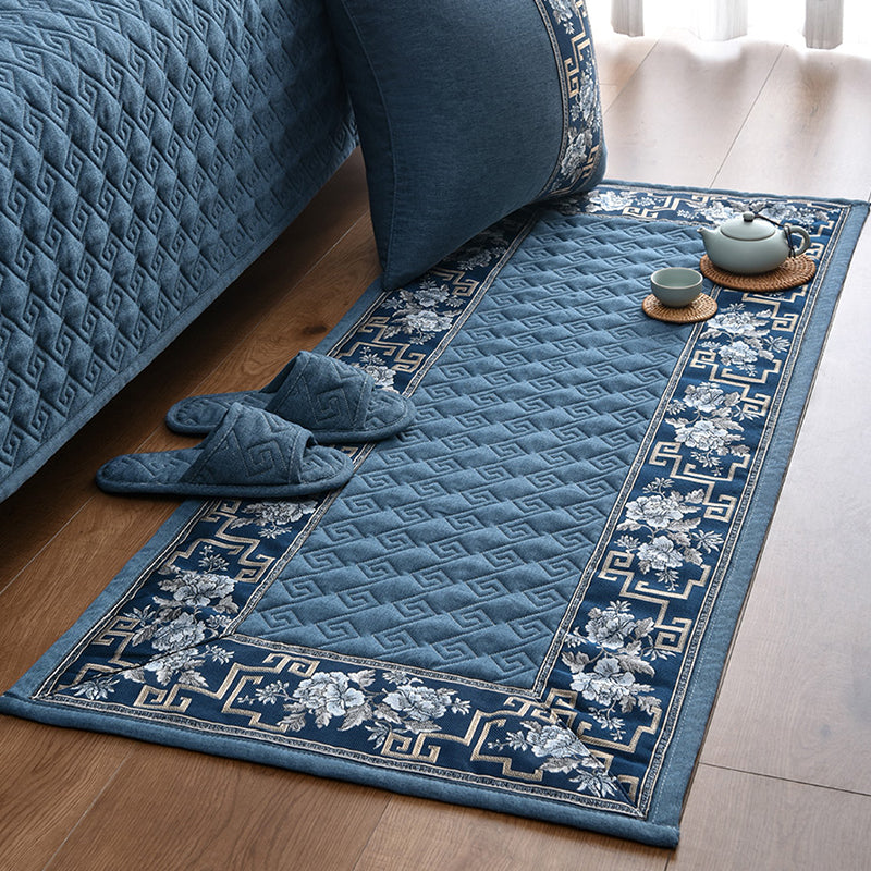 Sikunuo | Multi-colored Asia Rug Polypropylene Flower Print Carpet Non-slip Backing Pet-friendly Carpet for Bedroom