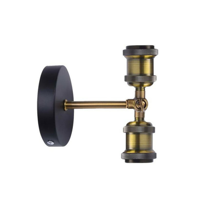Sikunuo | Antique Brass Naked Bulb Base Wall Lamp Industrial Metal 1 Head Garage Wall Lamp with Rotatable Arm