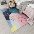 Sikunuo | Nordic bedroom carpet multicolored color block indoor carpet cotton blend easy maintenance washable rug