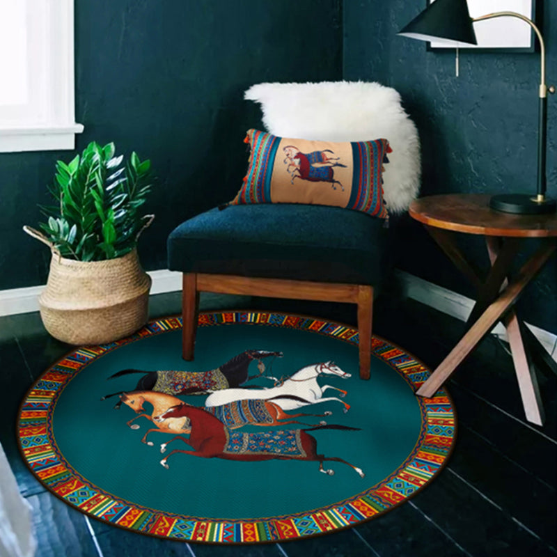 Sikunuo | Modern bedroom carpet Multicolor animal print indoor carpet Polyester non-slip backing pet-friendly rug