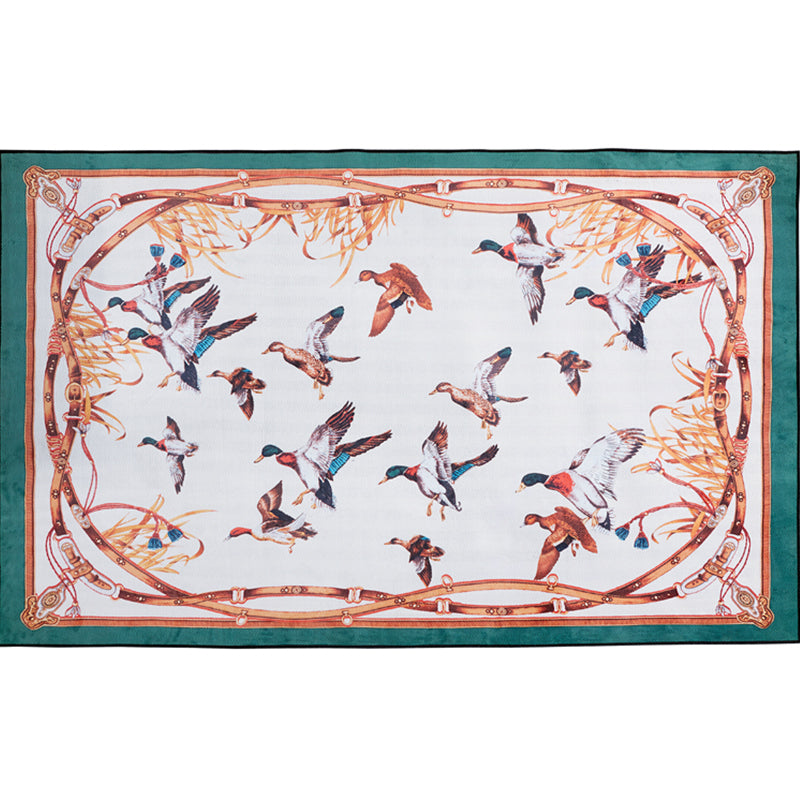 Sikunuo | Modern bedroom carpet Multicolor animal print indoor carpet Polyester non-slip backing pet-friendly rug