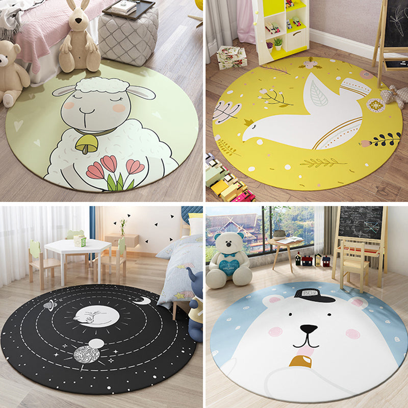 Sikunuo | Beautiful Children's Room Carpet Colorful Cartoon Printed Indoor Carpet Polypropylene Pet-Friendly Machine Washable Carpet