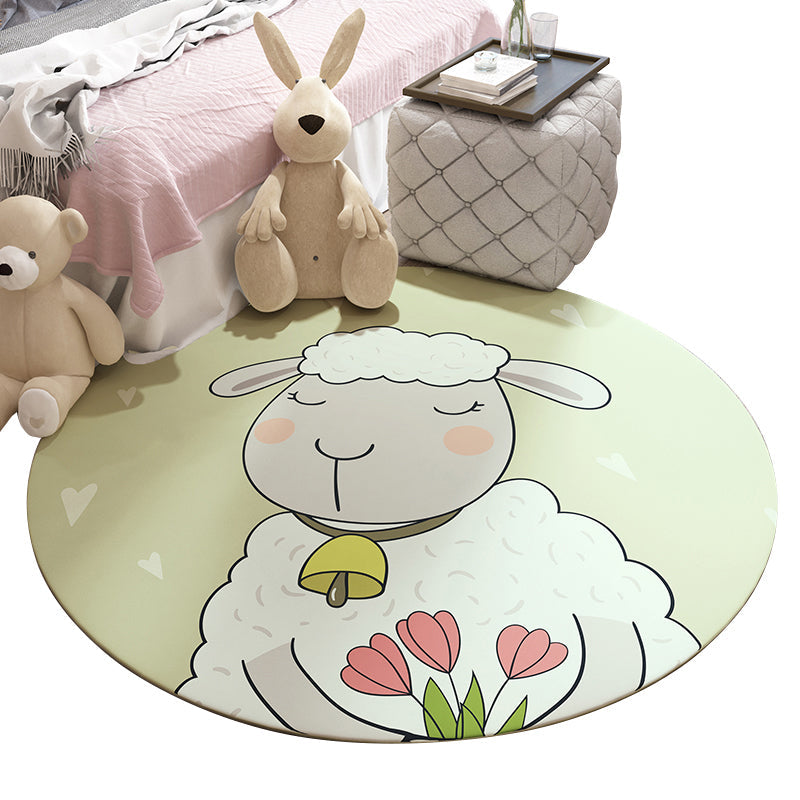 Sikunuo | Beautiful Children's Room Carpet Colorful Cartoon Printed Indoor Carpet Polypropylene Pet-Friendly Machine Washable Carpet