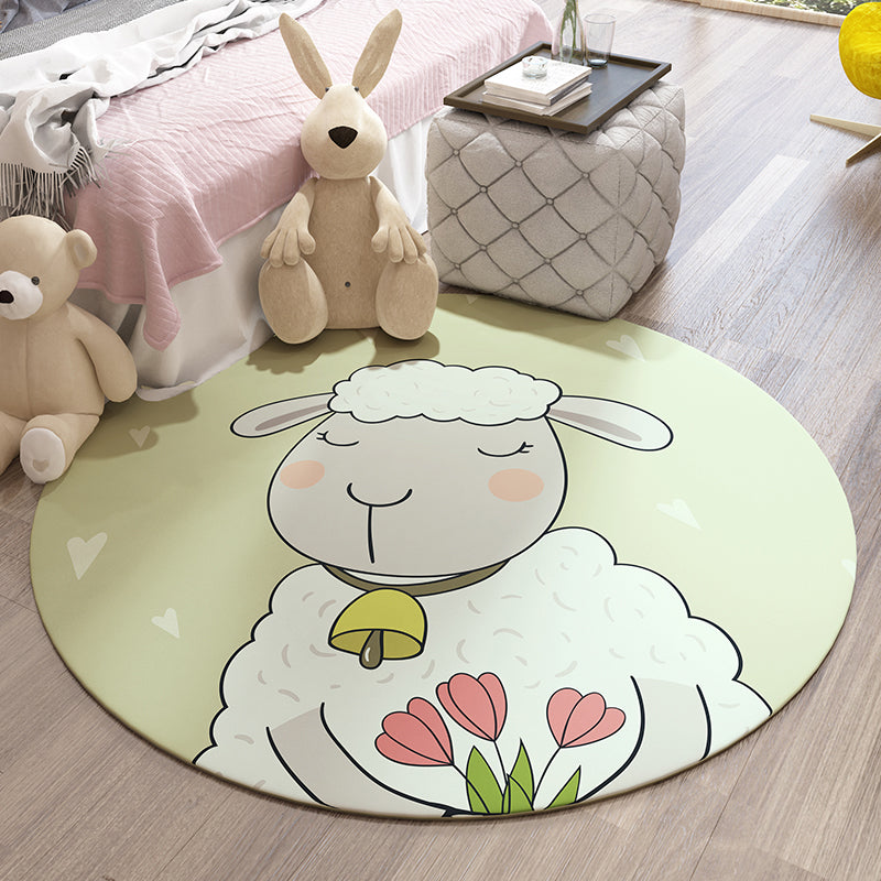 Sikunuo | Beautiful Children's Room Carpet Colorful Cartoon Printed Indoor Carpet Polypropylene Pet-Friendly Machine Washable Carpet